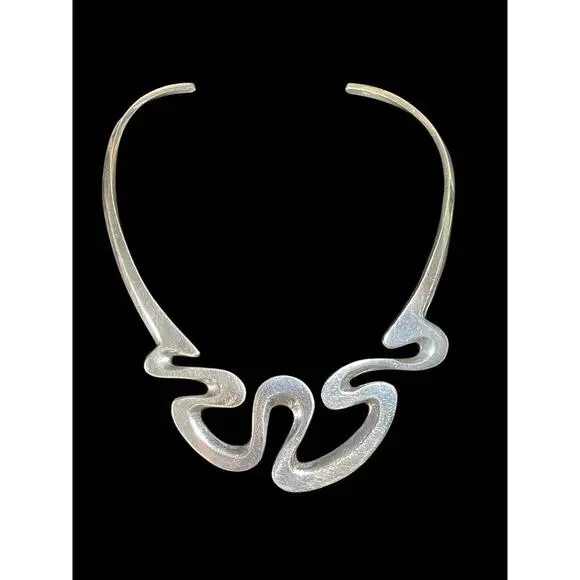 Dominique Dinouart Modernist sterling silver choker necklac